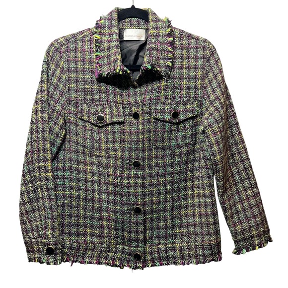 Draper's & Damon's Tweed Jacket Fringed Multicolor‎ Blazer Small - Picture 1 of 7